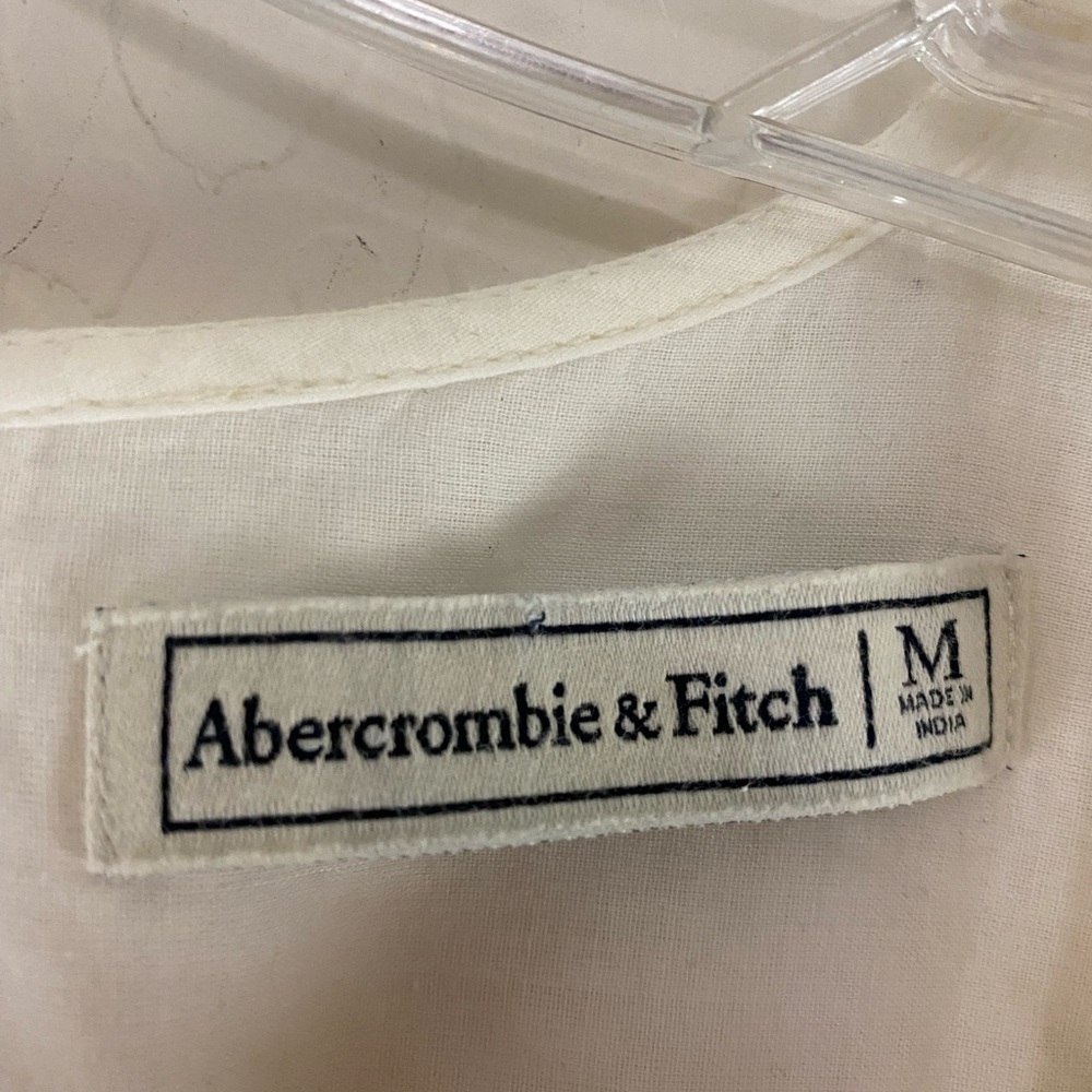 Abercrombie & Fitch Crochet Boho Cream Off-White Long Sleeve Blouse Size M - Picture 5 of 7